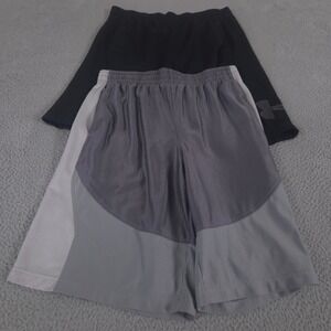 LOT OF 2 Under Armour Shorts Mens Large Black Grey Mo Money Mesh Basketball Logo